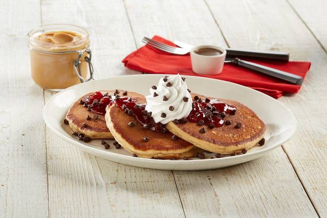 Order PB & Jammin' Pancakes (3) food online from Shari Cafe store, Walla Walla on bringmethat.com