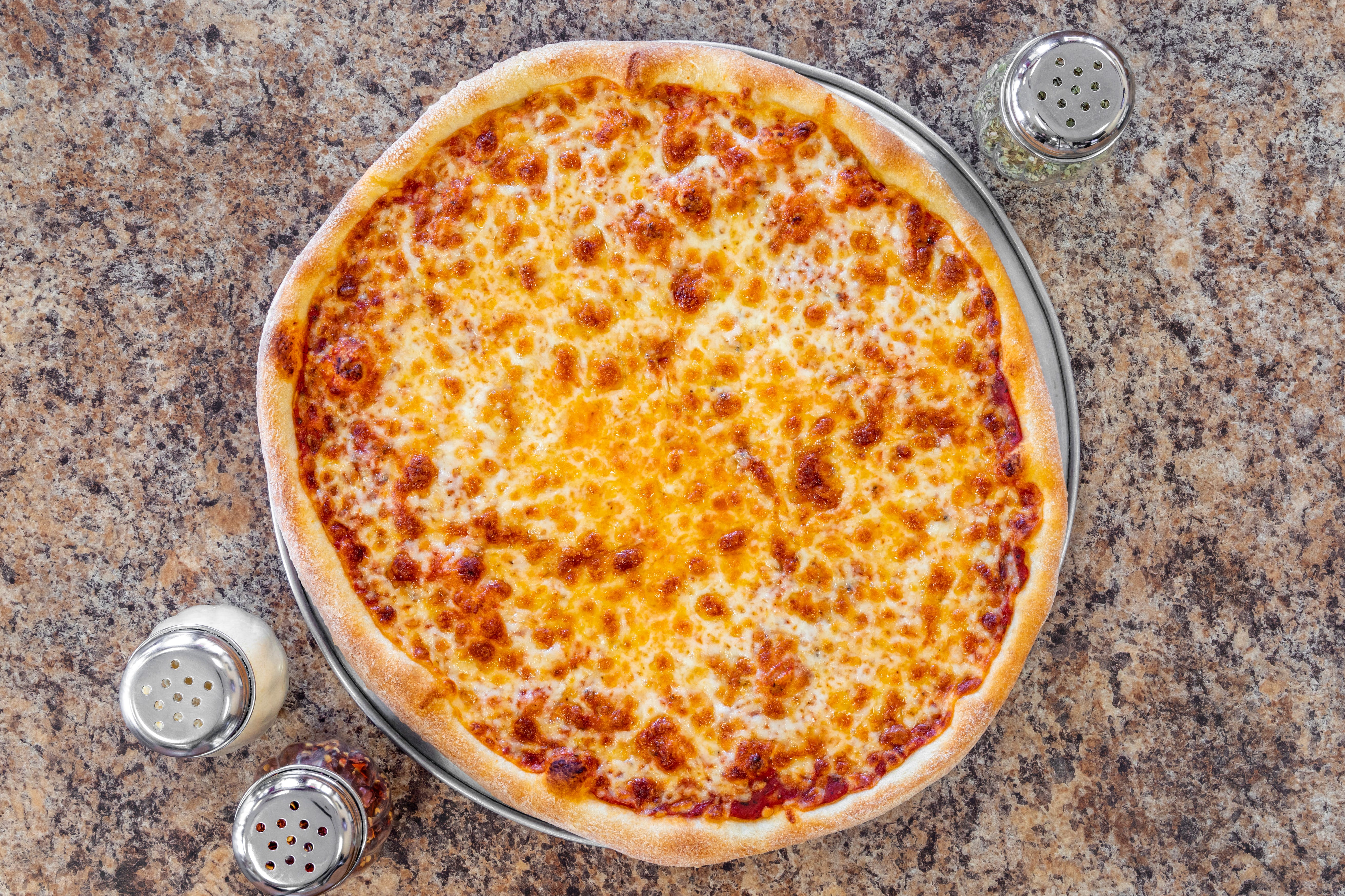 Order NY Style Thin Cheese Pizza - Medium 14'' (6 Slices) food online from Argentos Pizza store, Buckeye on bringmethat.com