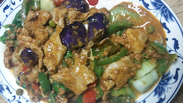 Order 51. Spicy Pork with Eggplant food online from Thai House Restaurant store, Danville on bringmethat.com