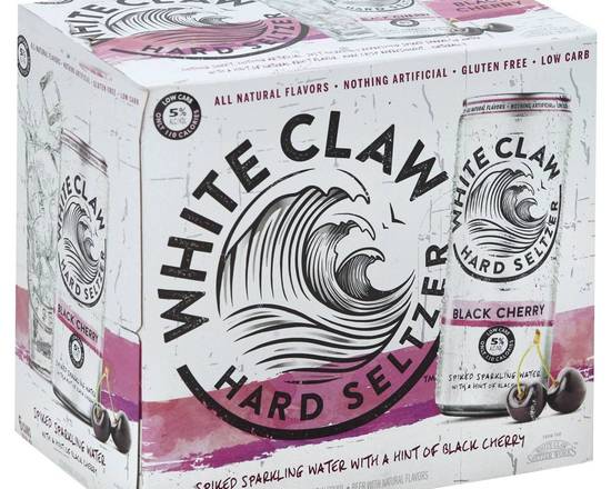 Order White Claw Black Cherry, 6pk-12oz can hard seltzer (5.0% ABV) food online from Divine Wine and Spirits store, San Diego on bringmethat.com
