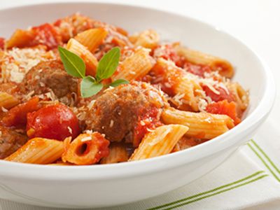 Order Penne and Meatballs with Salad food online from Pizza206 store, Tabernacle on bringmethat.com