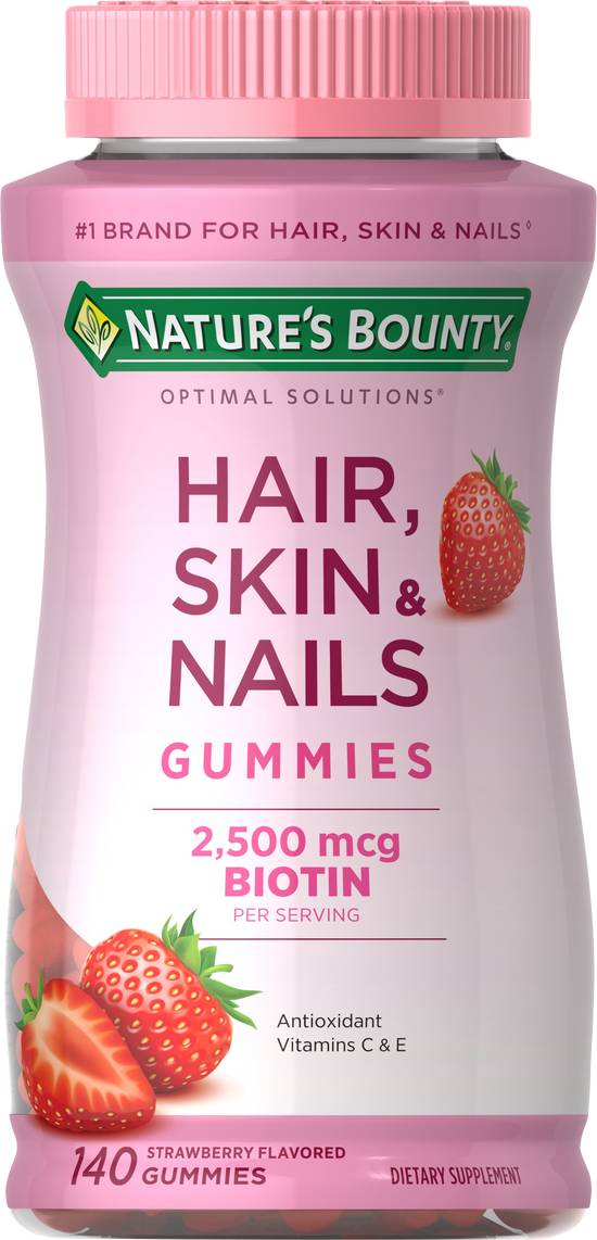 Order Nature's Bounty Optimal Solutions Hair Skin & Nails Gummies (140 ct) food online from Rite Aid store, Palm Desert on bringmethat.com