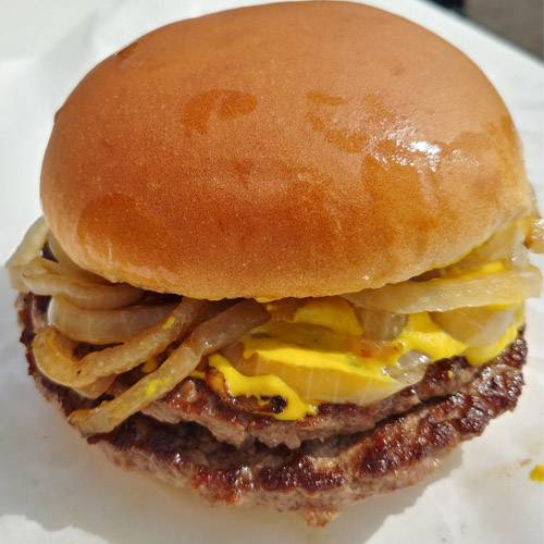 Order Double Hamburger food online from Jim's Original Hot Dog store, Chicago on bringmethat.com