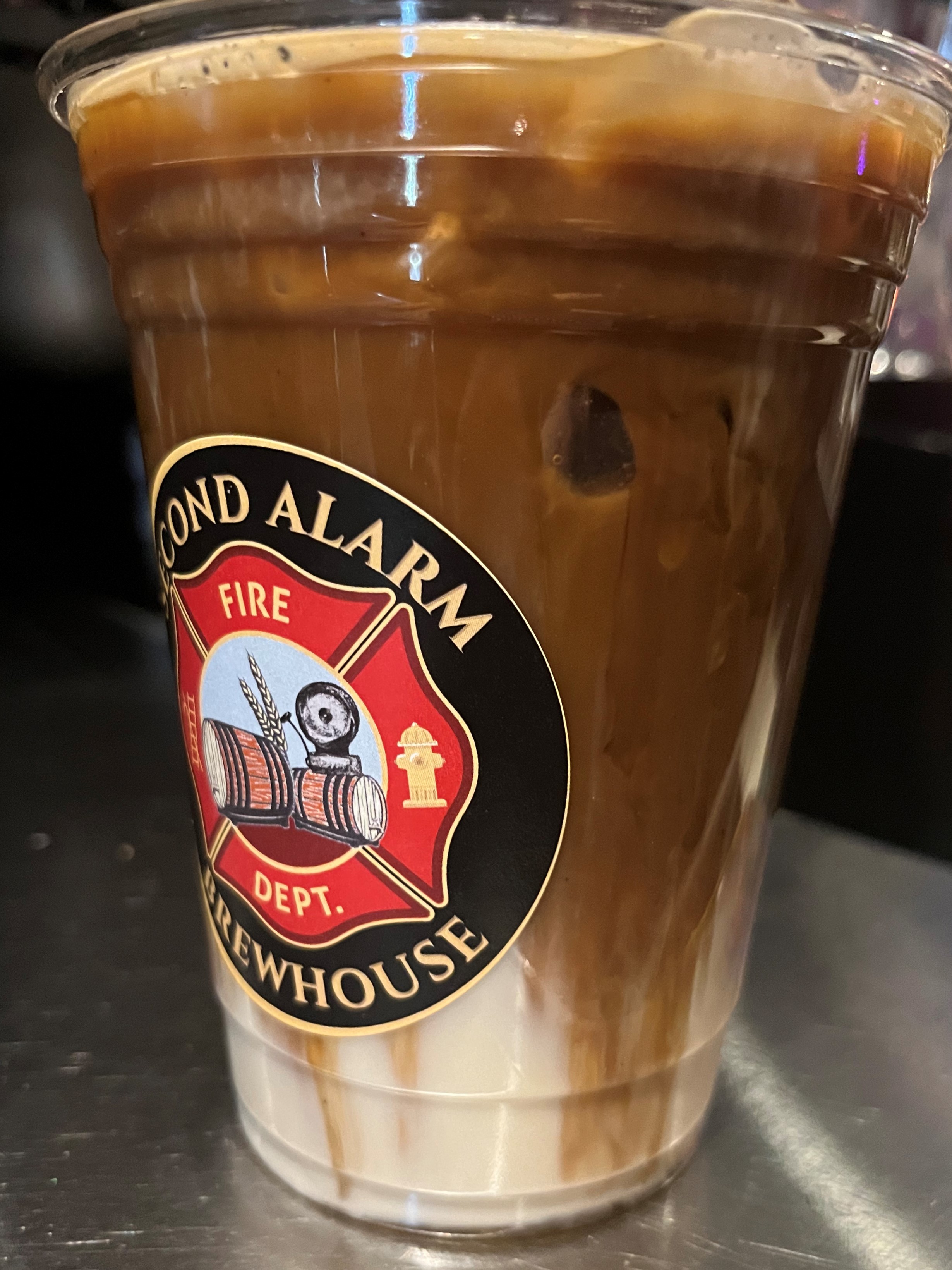 Order Honey Oat Milk Iced Latte food online from Second Alarm Brewhouse store, Pasadena on bringmethat.com