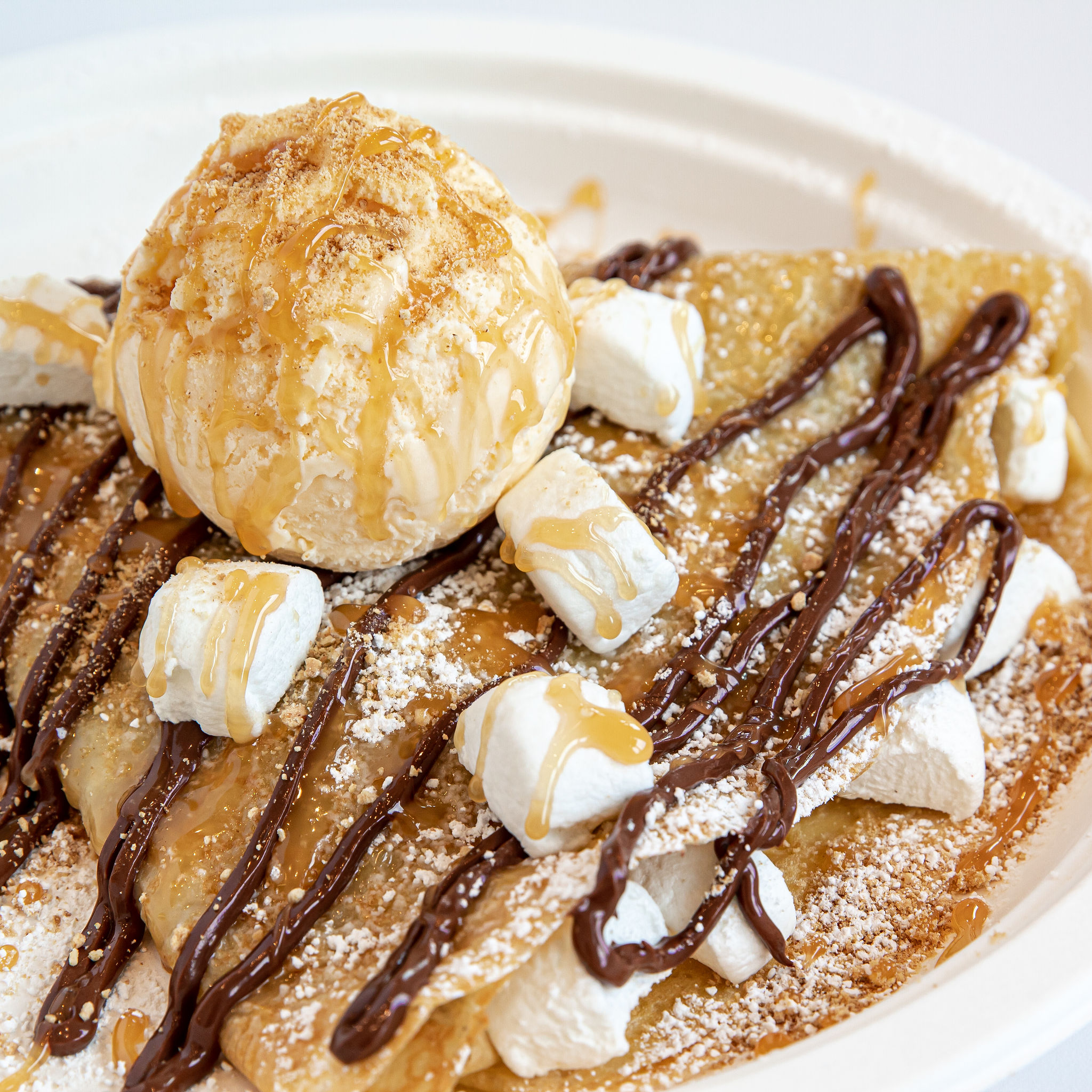 Order S’mores a la Mode Crepe food online from Hazelnuts Creperie store, Charlotte on bringmethat.com