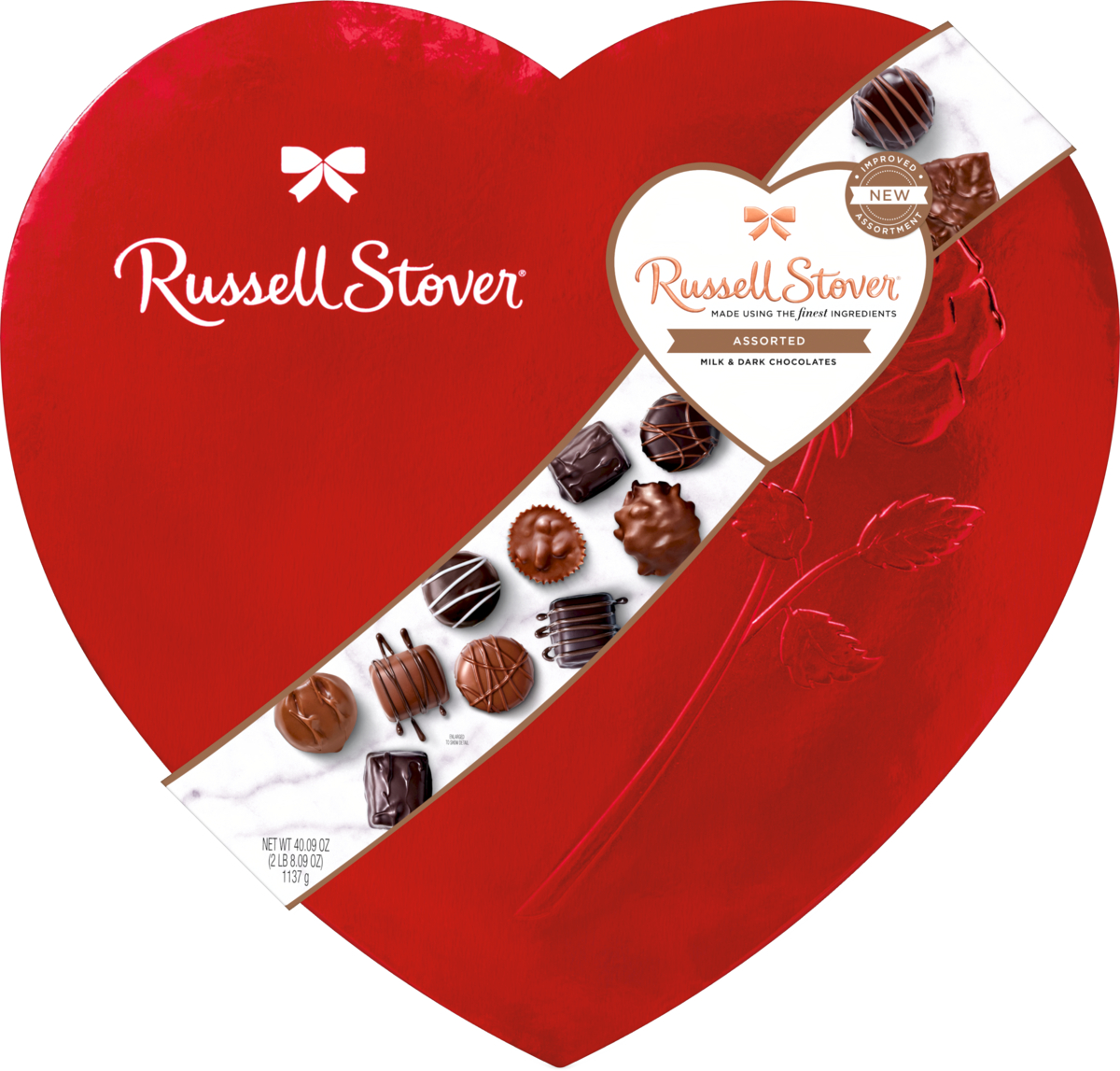 Order Russell Stover Assorted Chocolate Red Foil Heart Box - 40.09 oz food online from Rite Aid store, MILLER PLACE on bringmethat.com