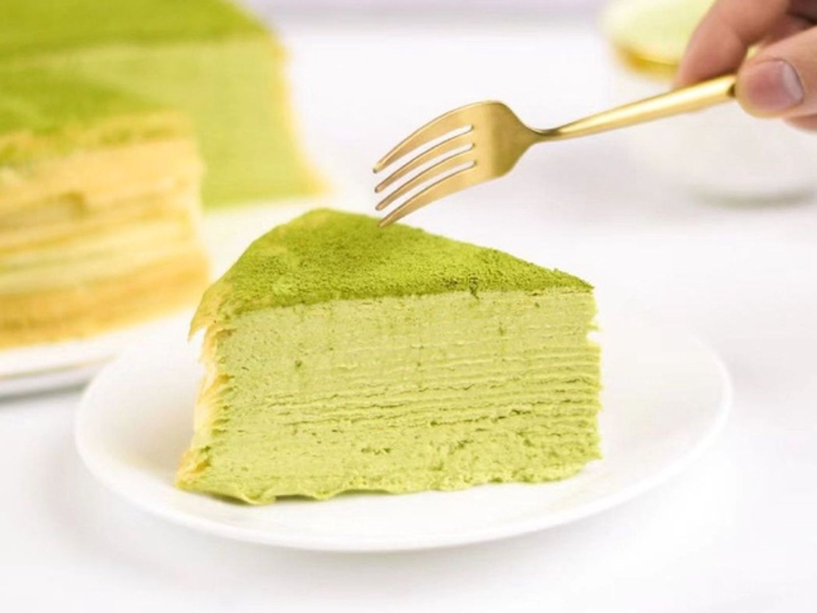 Order Green Tea Mille Crepes food online from T-Swirl Crepe store, New York on bringmethat.com
