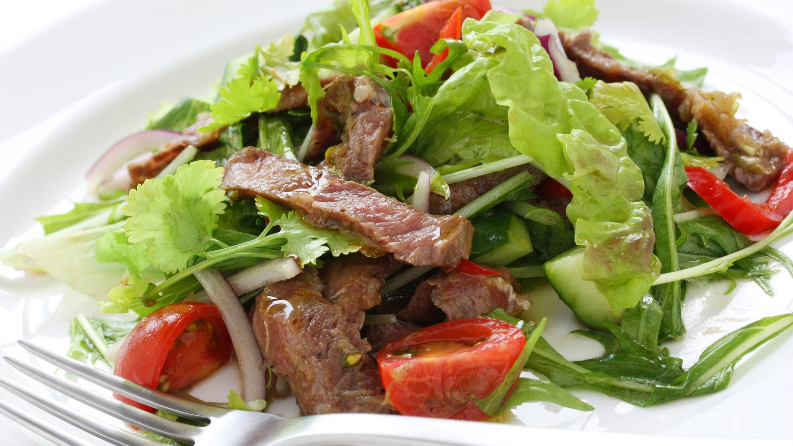 Order Steak Salad food online from Halal Chicken Gyros Co store, Fremont on bringmethat.com