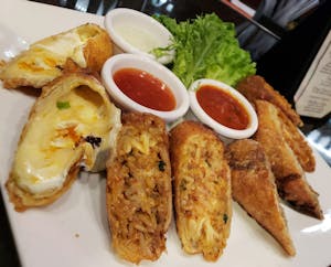 Order Egg Roll Sampler Platter food online from Marco Polo's store, Westbury on bringmethat.com