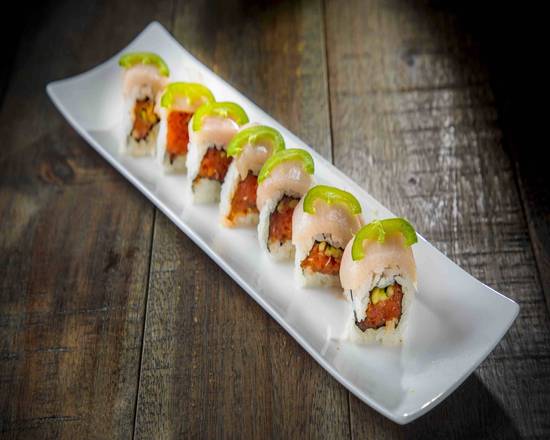 Order Yellowtail Delight Roll food online from Hikari Sushi store, Los Angeles on bringmethat.com