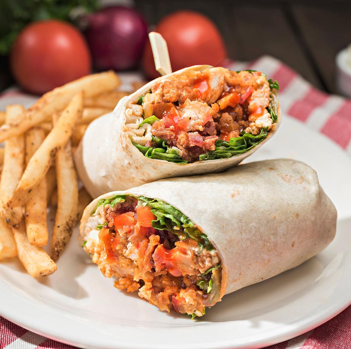 Order Buffalo Bleu Wrap food online from Perko Cafe & Grill #102 store, Tracy on bringmethat.com