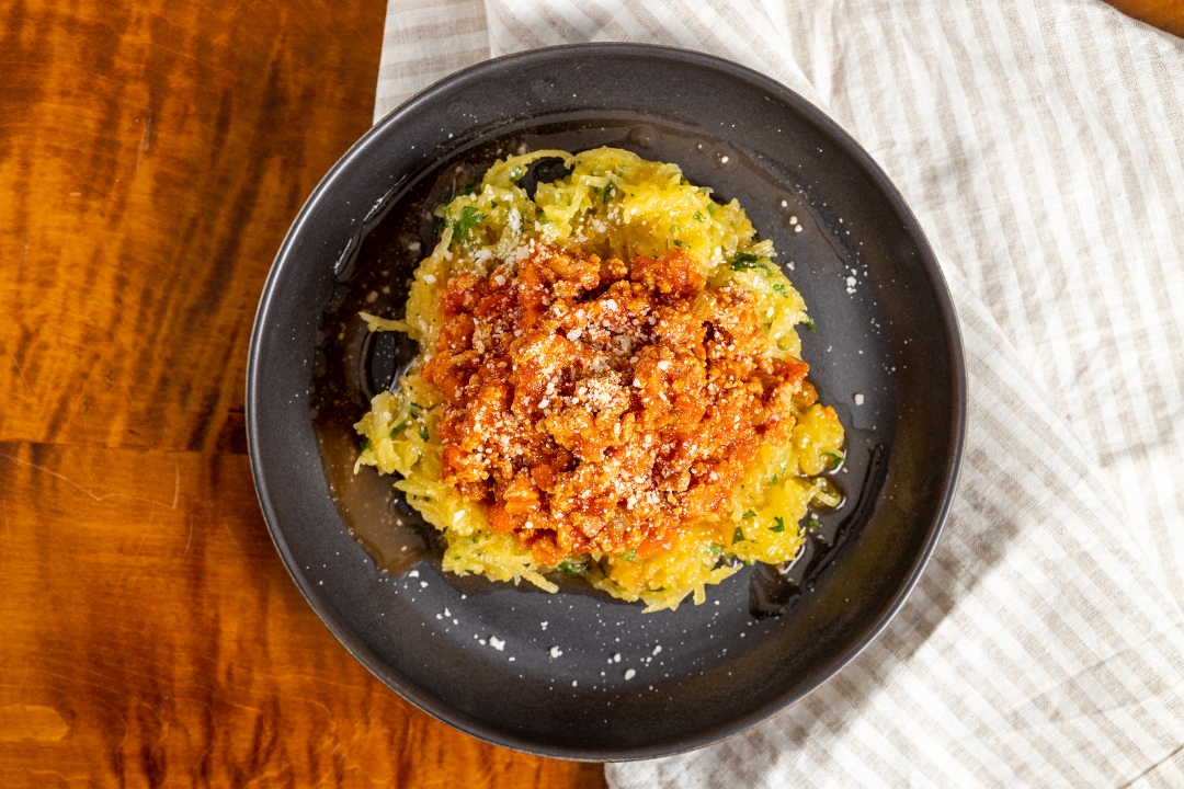 Order Meal - Turkey Bolognese Spaghetti Squash food online from Aux Delices store, Darien on bringmethat.com