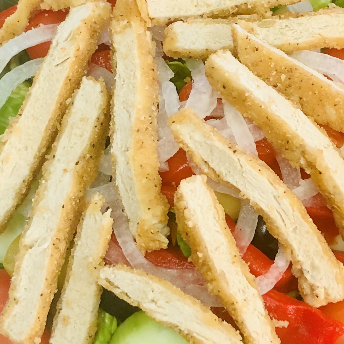 Order Vegan Chicken Cutlet Tossed Salad food online from Nicks Pizza & Deli store, Fanwood on bringmethat.com