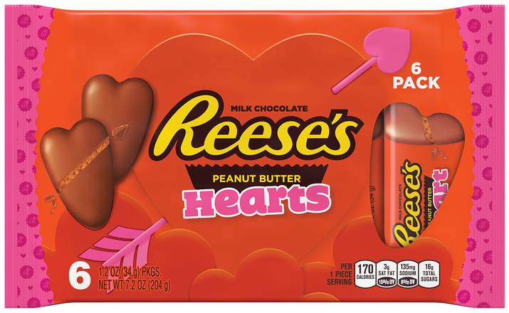 Order Reese's Peanut Butter Hearts - 6 ct food online from Rite Aid store, NORTH HUNTINGDON on bringmethat.com