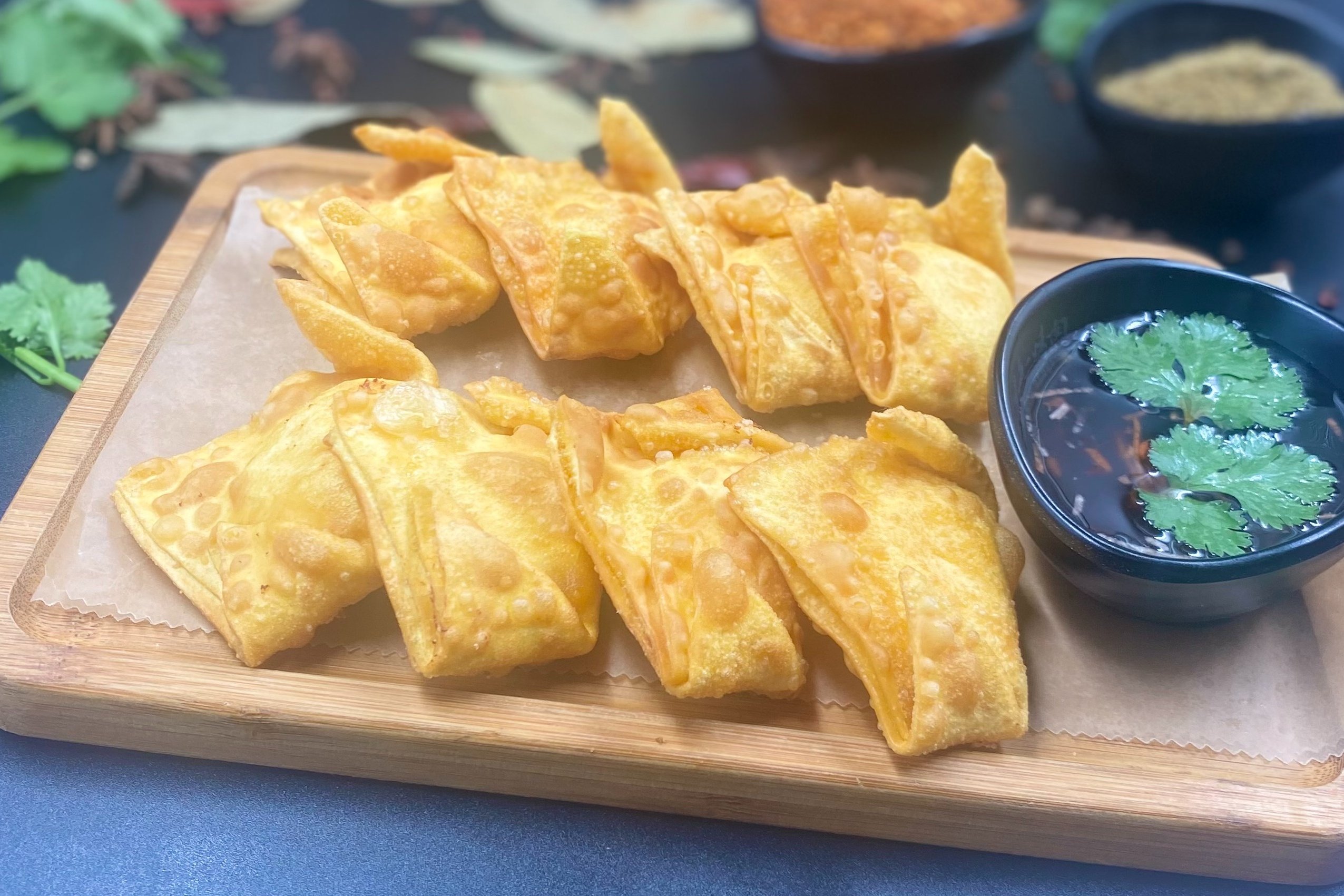 Order Crab Rangoon(6 pc) food online from Wu Er by WOW Barbecue store, Brookline on bringmethat.com