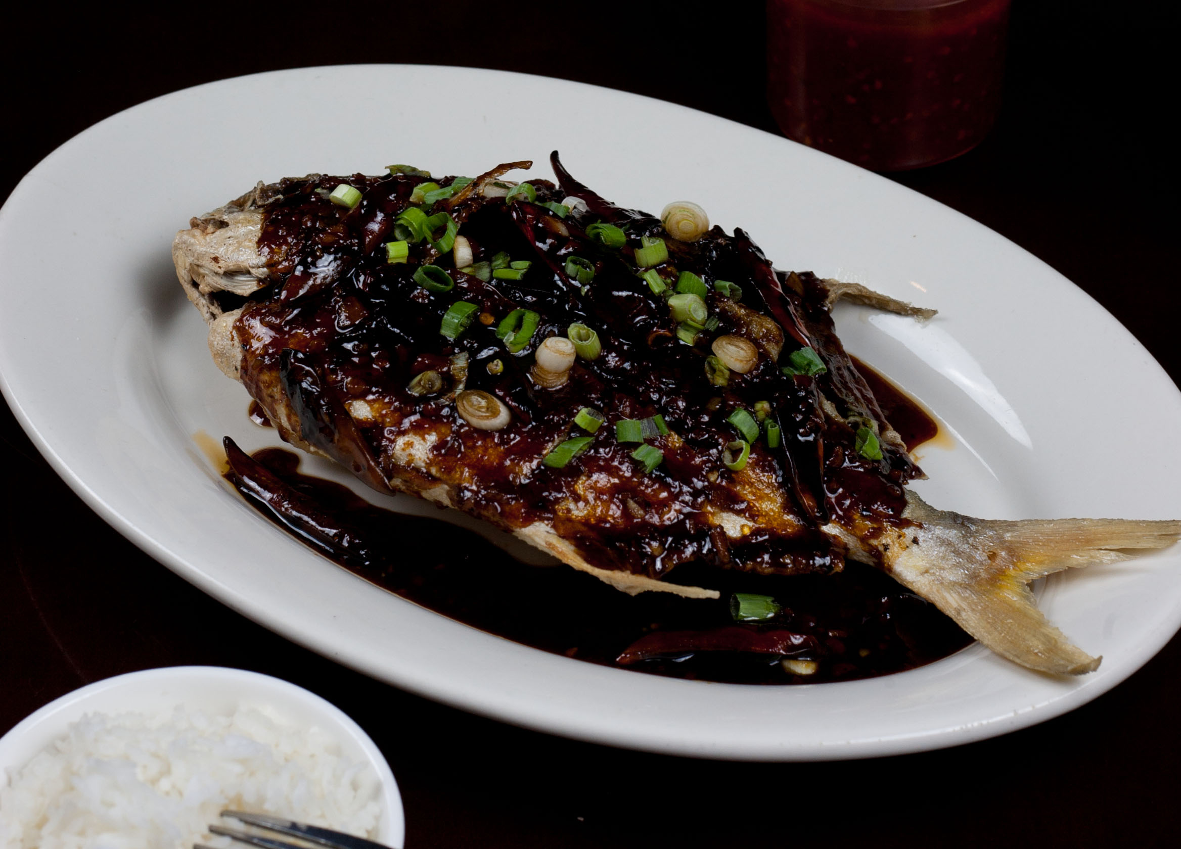 Order Golden Pompano with Hot Bean Paste food online from Ginger Cafe store, Gilroy on bringmethat.com