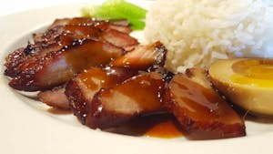 Order 120. Roast Pork Over Rice 叉烧盖饭 food online from The Jade Garden store, Lawrence on bringmethat.com