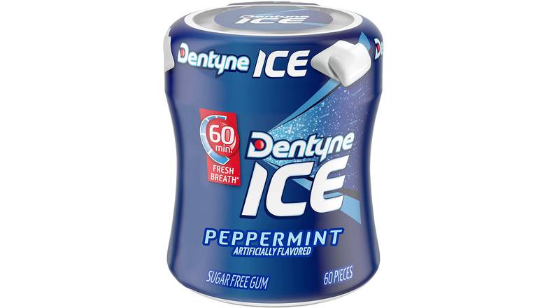 Order Dentyne Ice Gum Sugar Free Peppermint Bottles- Count Of 60 food online from Trumbull Mobil store, Trumbull on bringmethat.com
