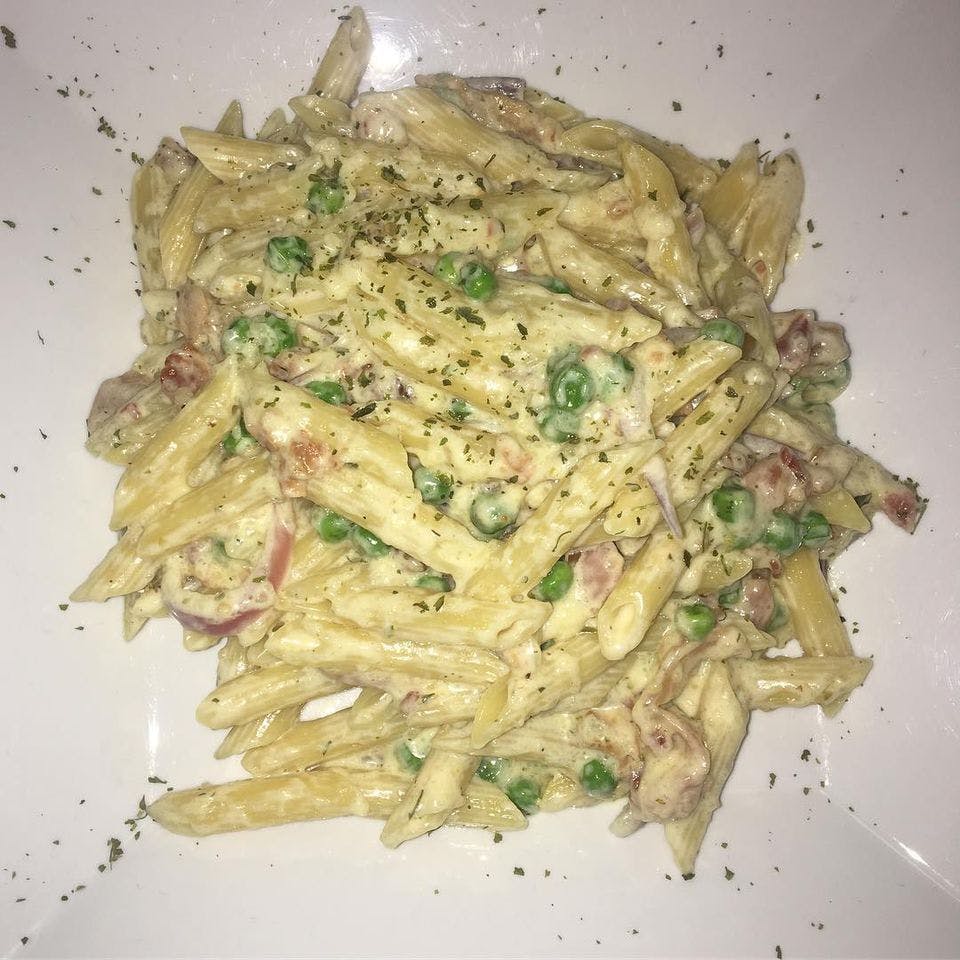 Order Pasta Carbonara - Dinner food online from Amy's Family Pizzeria store, Hatboro on bringmethat.com