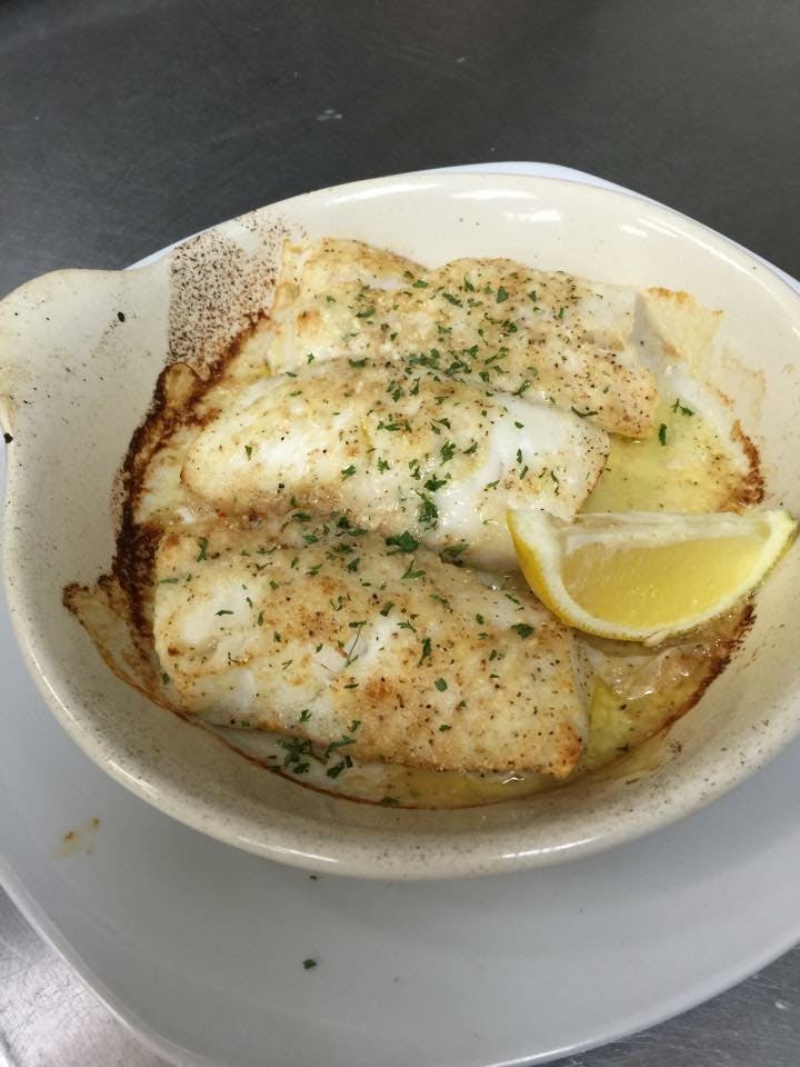 Order Broiled Cod Dinner with Herbs 2 Pieces - 2 Pieces food online from Pizza Mia store, Grand Blanc on bringmethat.com