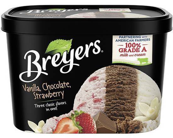 Order Breyers Vanilla Chocolate Strawberry 48 oz food online from Burgerim store, Riverside on bringmethat.com