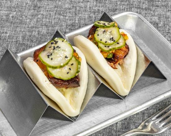 Order Steamed Pork Buns (2 pcs) food online from Tongue in Cheek store, Minneapolis on bringmethat.com