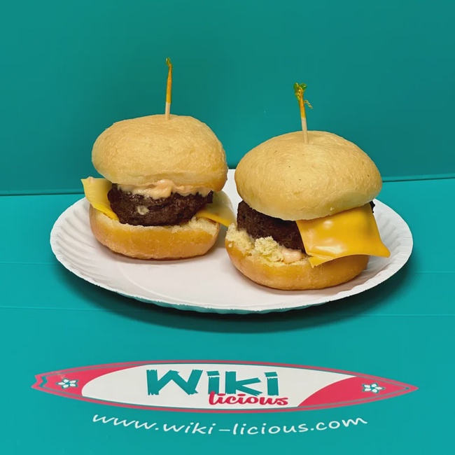 Order 2 Cheeseburger sliders on a malasada bun food online from Wiki-Licious store, Anchorage on bringmethat.com