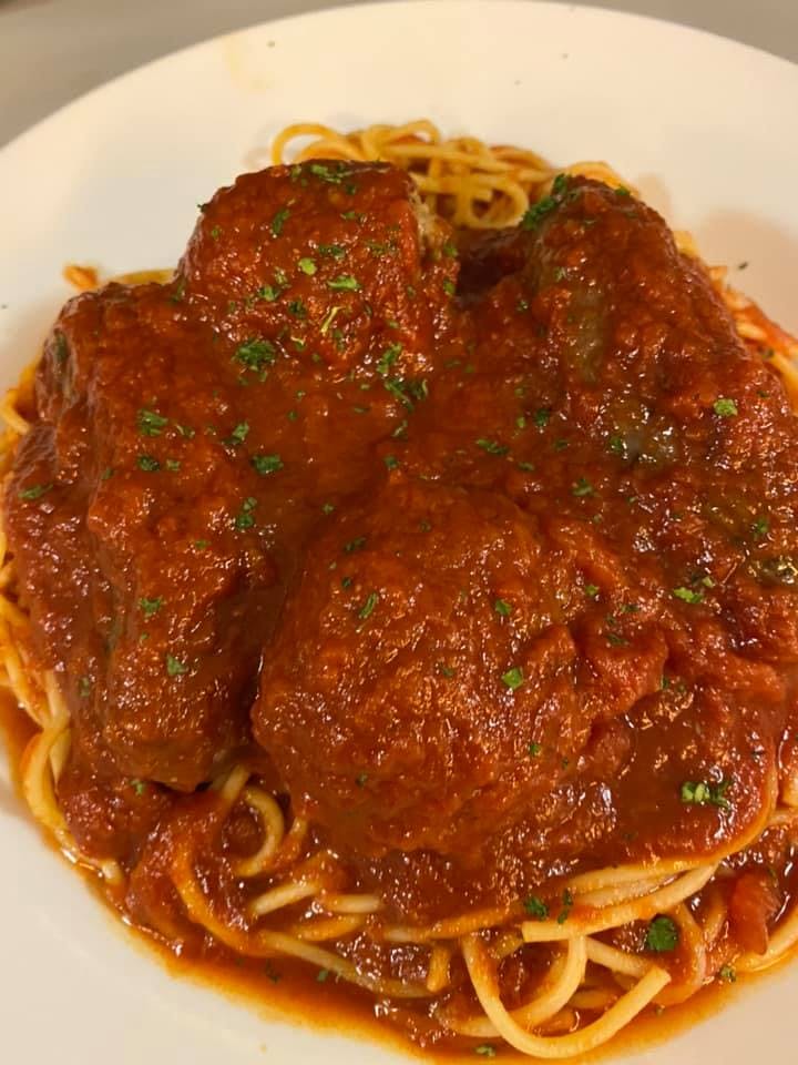 Order Pasta Marinara with Meatballs - Entree food online from Fat Cat Grill & Bar store, Norwich on bringmethat.com