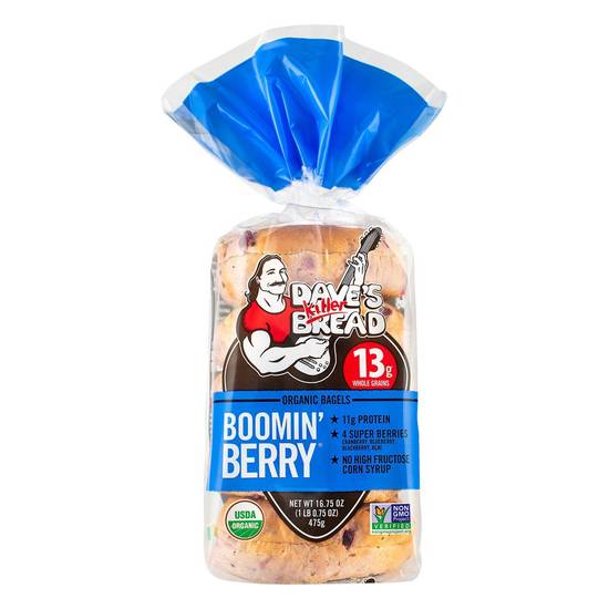 Order Dave's Killer Bread · Broomin' Berry Bagels (16.8 oz) food online from United Supermarkets store, Plainview on bringmethat.com