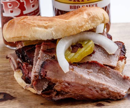 Order Sliced Brisket Sandwich food online from Boomtown BBQ store, Beaumont on bringmethat.com