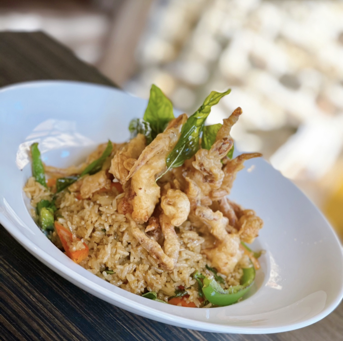 Order Crispy Soft Shell Crab SP Fried Rice food online from Baramee thai store, San Pedro on bringmethat.com