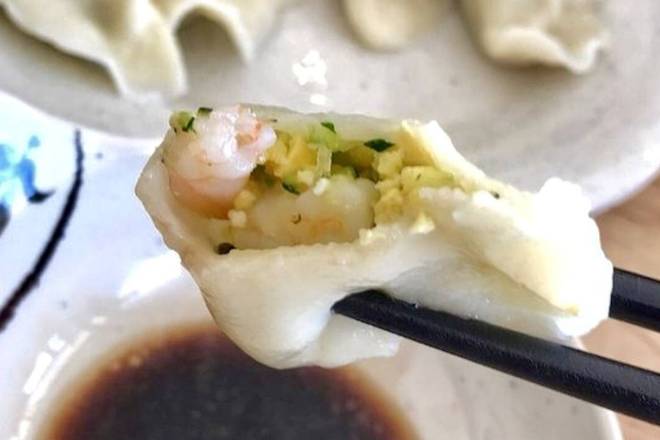 Order Shrimp and Zucchini Dumpling 虾仁角瓜 food online from Yuanbao Jiaozi store, San Francisco on bringmethat.com