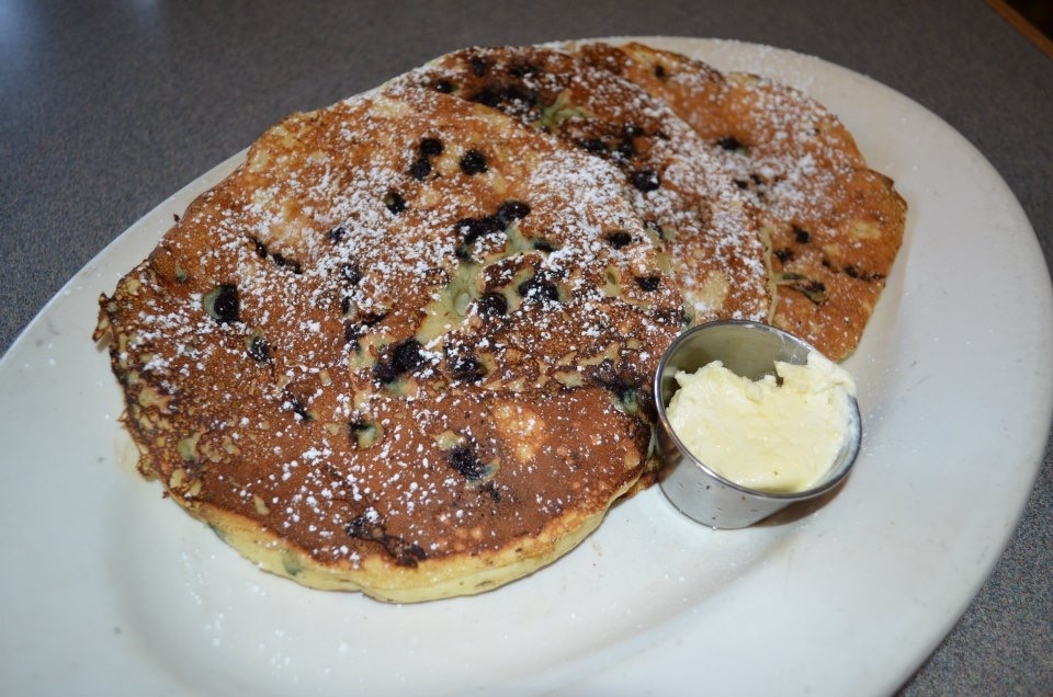 Order 3 BLUE BERRY BUTTERMILK PANCAKES food online from Meeting Street Cafe store, Providence on bringmethat.com