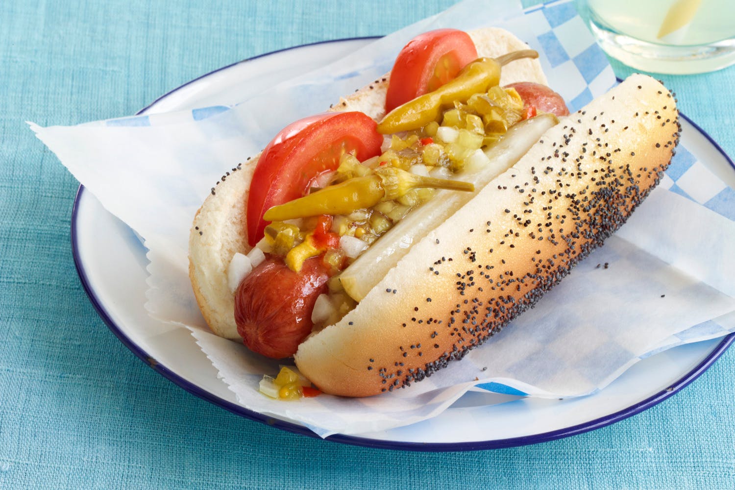 Order Garden Hot Dog - Hot Dog food online from Positanos Pizza store, Chicago on bringmethat.com