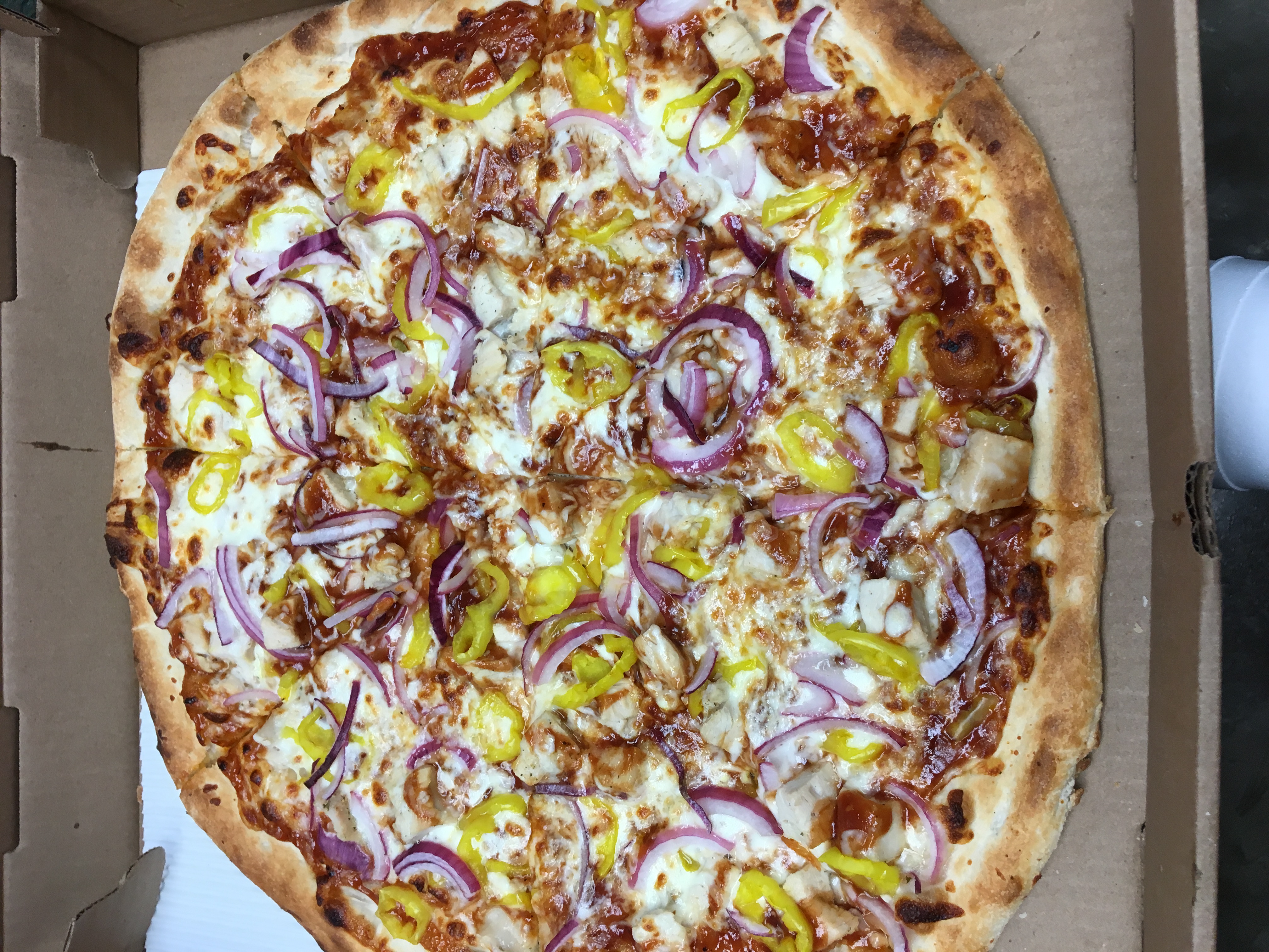 Order BBQ Chicken Pizza food online from Angelo's Brick Oven Pizza store, Martinsburg on bringmethat.com