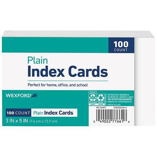 Order Wexford Plain Index Cards 3 x 5 Inch - 100.0 ea food online from Walgreens store, Fort Collins on bringmethat.com