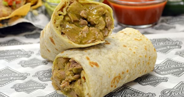 Order Green Chile Burrito food online from Federico's Mexican Food store, Phoenix on bringmethat.com