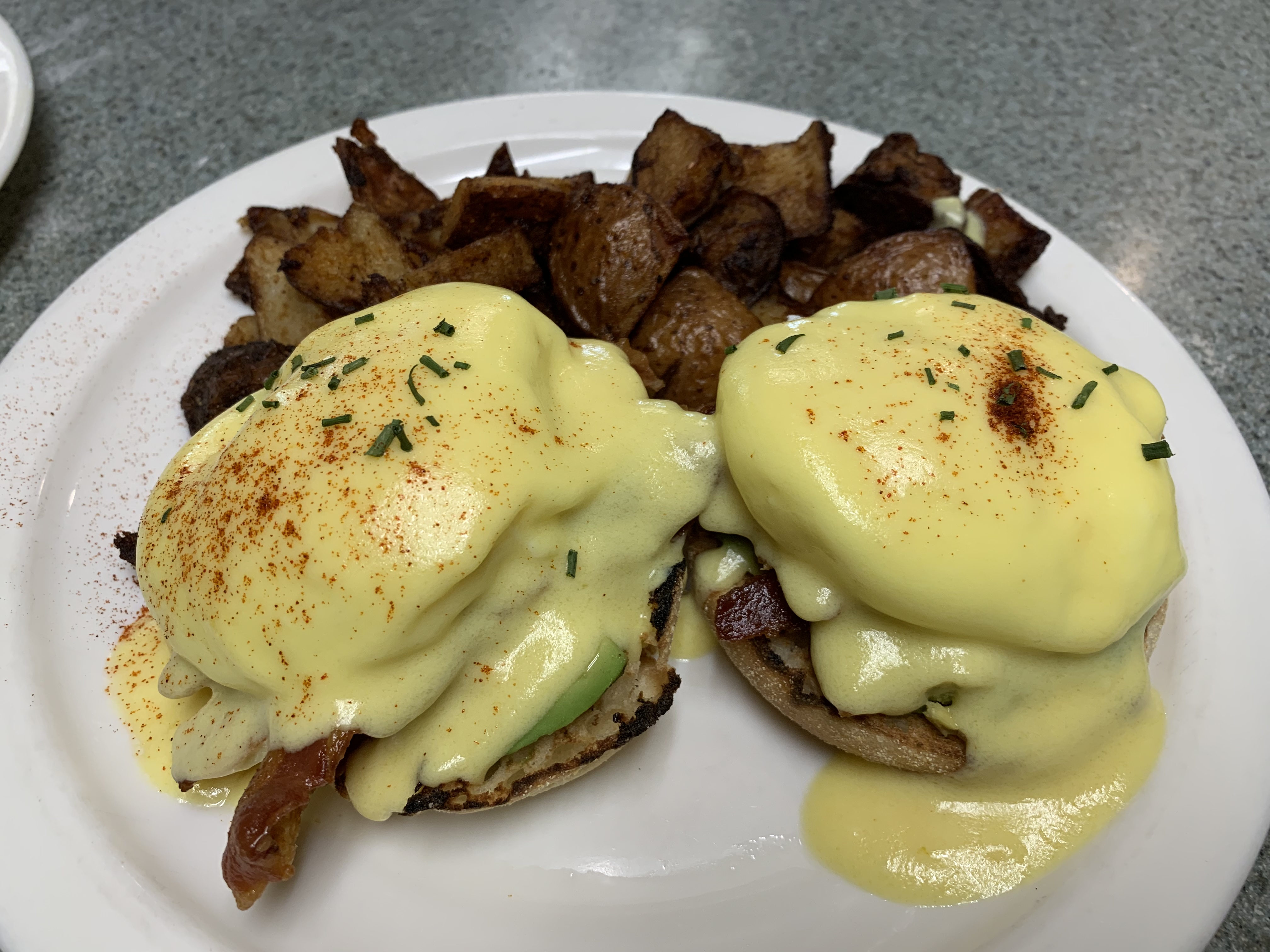 Order Bacon and Avocado Benedict food online from Granite Street Cafe store, Quincy on bringmethat.com