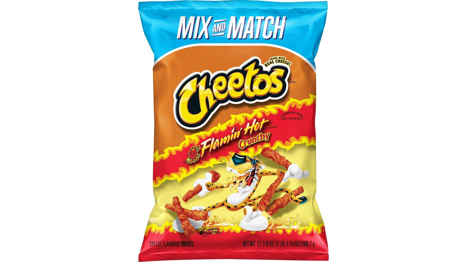 Order Cheetos Crunchy Flamin' Hot Cheese Flavored Snacks (17.875 Ounce) food online from Lula Convenience Store store, Evesham on bringmethat.com