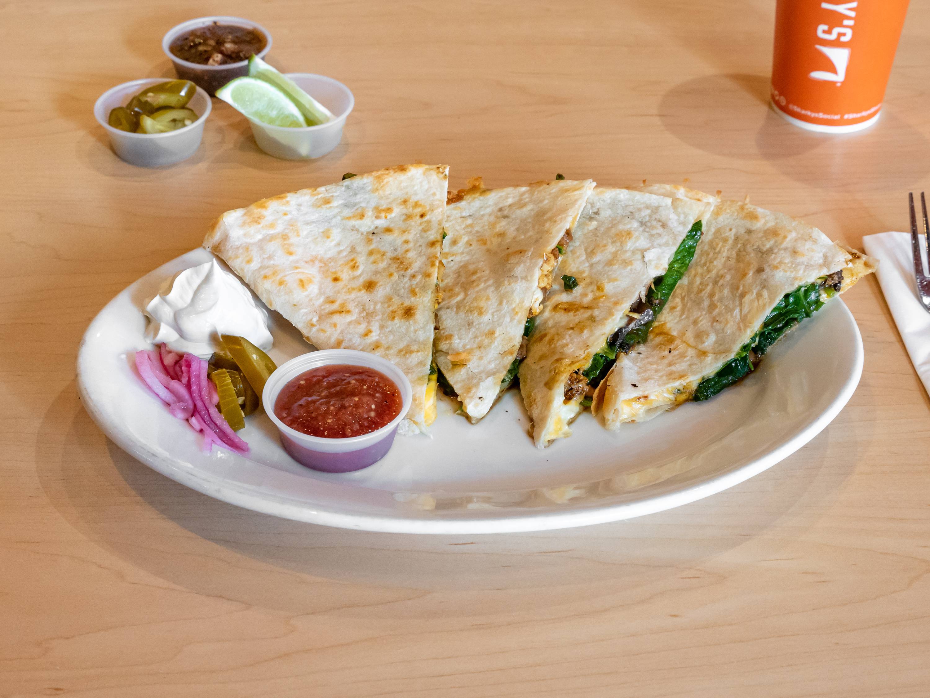 Order 3 Cheese Quesadilla food online from Sharkys Woodfire Mexican Grill store, North Hollywood on bringmethat.com