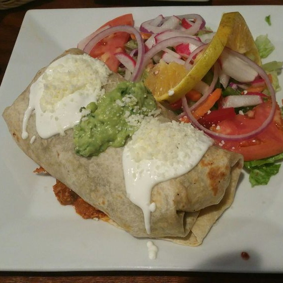 Order Tinga Burrito food online from Las Margaritas store, Brooklyn on bringmethat.com