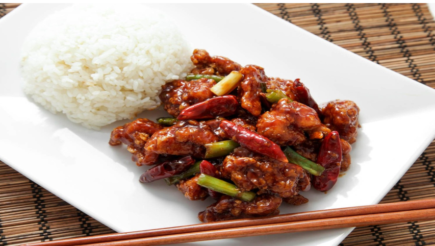 Order General Tso's Chicken Combination Platter左宗鸡+卷 food online from Oriental Kitchen store, Philadelphia on bringmethat.com