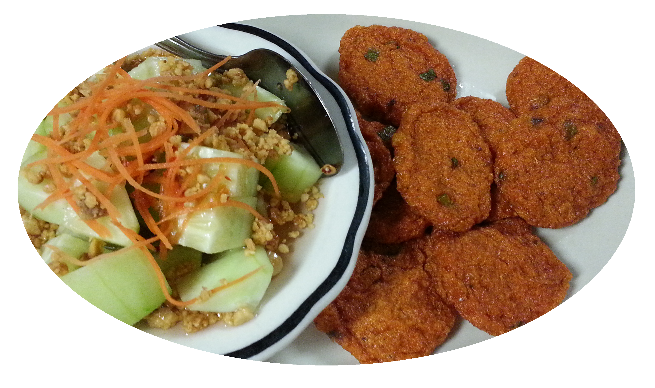 Order 4. Tod Mun Pla (Fish Cakes) food online from Thai Noodles Cafe store, Libertyville on bringmethat.com