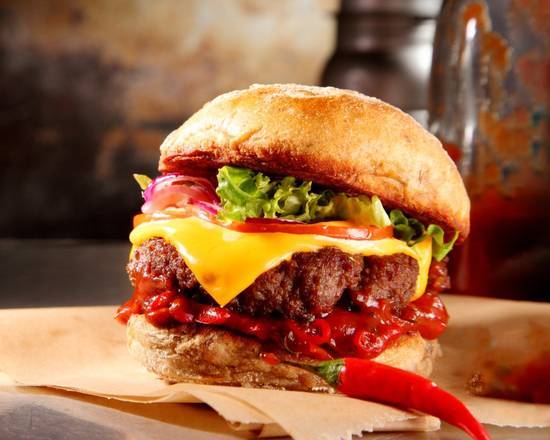 Order Spicy Burger food online from The Burger Project store, Dearborn Heights on bringmethat.com