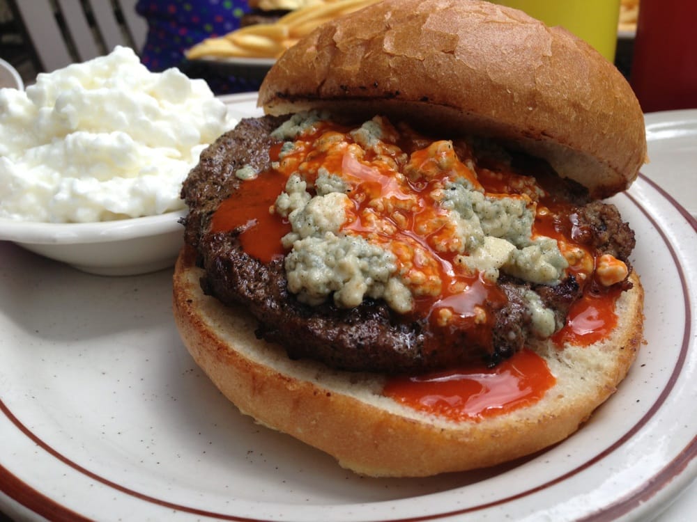 Order Spicy Buffalo Burger food online from The Riata Diner & Tavern store, Livermore on bringmethat.com