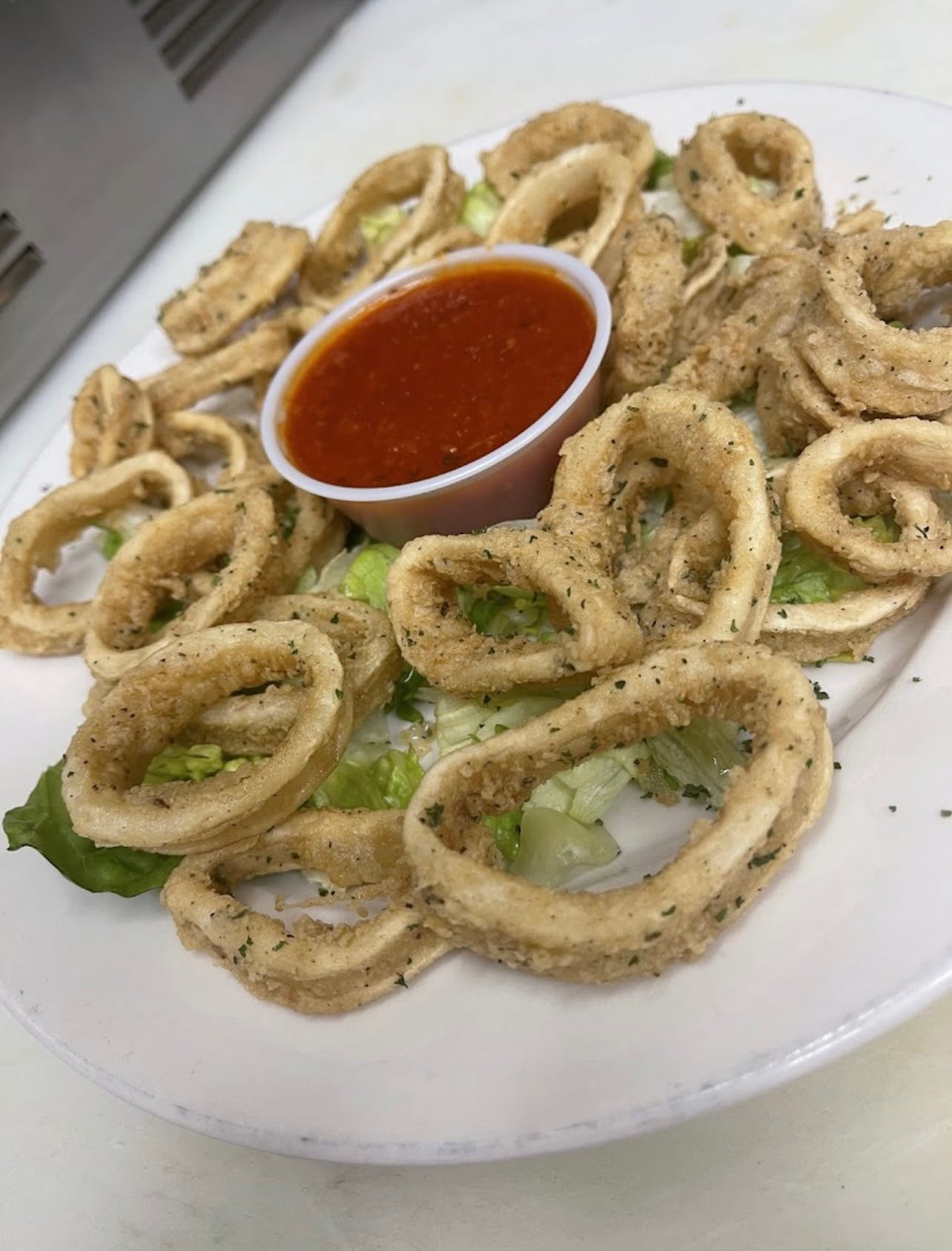 Order Fried Calamari - Appetizers food online from Anthony's Pizzeria store, Wind Gap on bringmethat.com