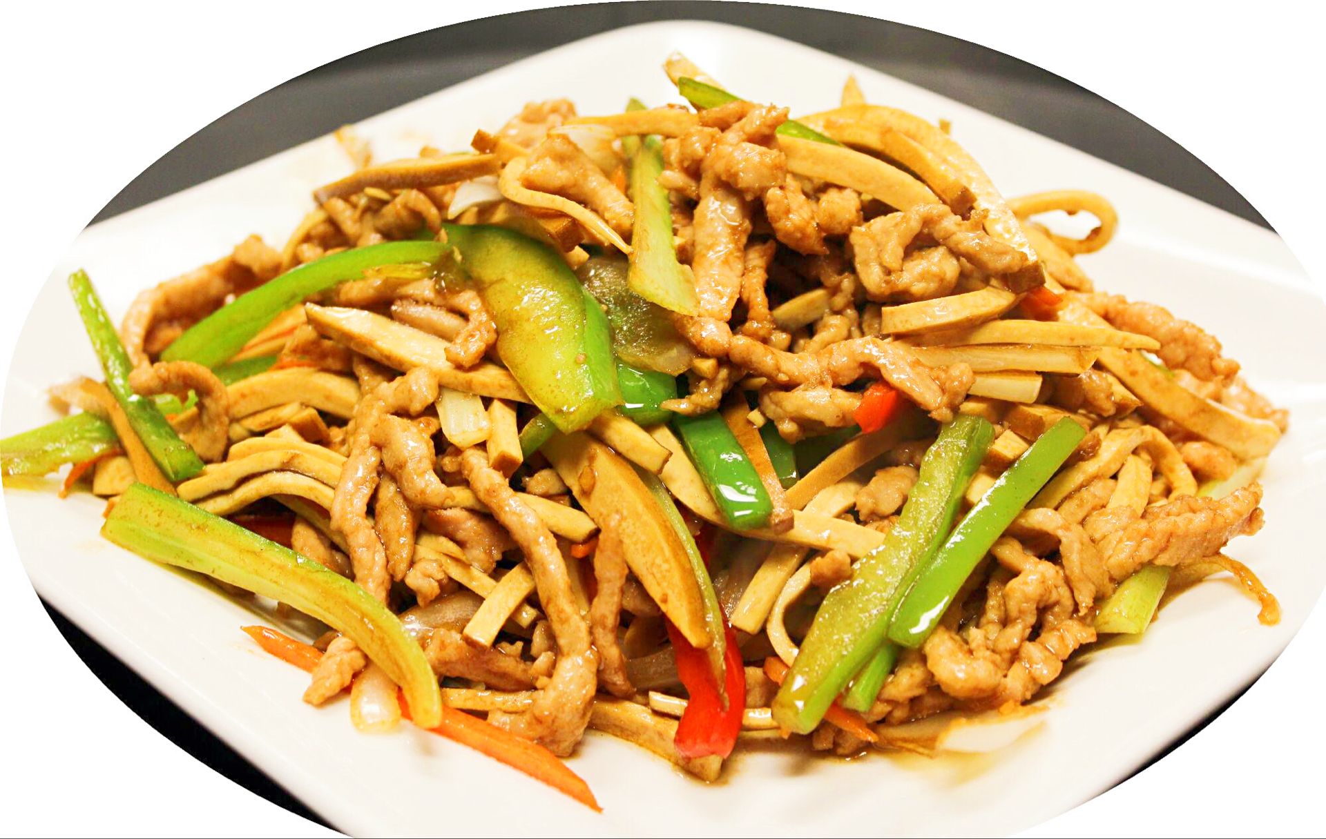 Order Shredded Pork with Dried Tofu food online from Red Corner China Diner store, Midvale on bringmethat.com