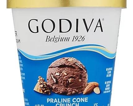 Order Godiva - Praline Cone Crunch - Pint food online from The Ice Cream Truck store, Santa Cruz on bringmethat.com