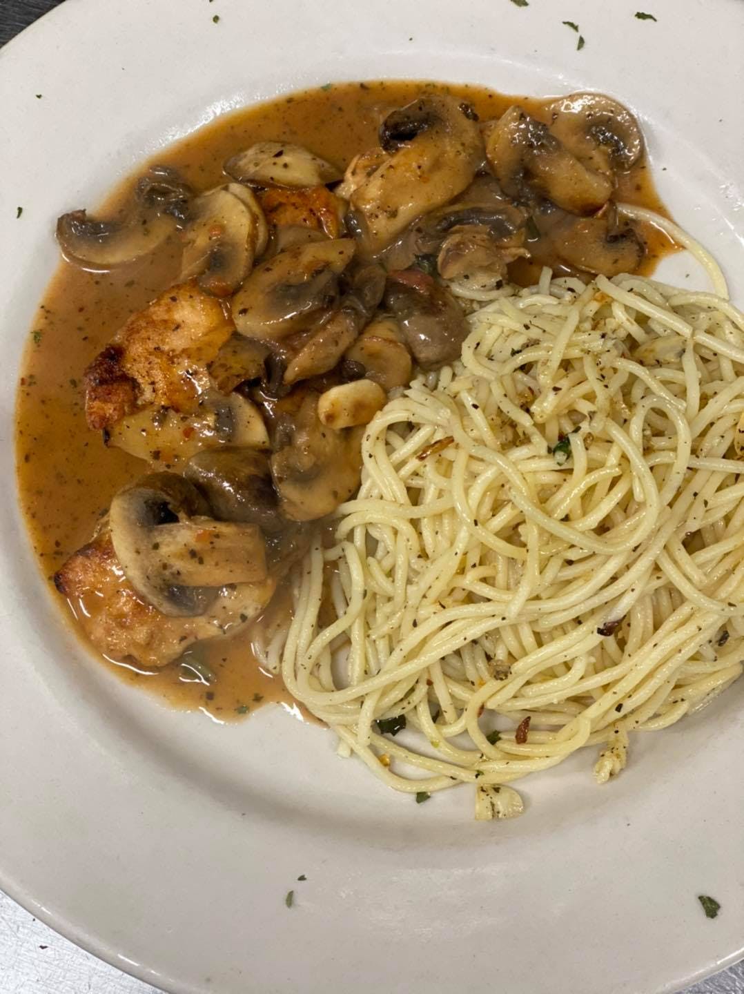 Order Chicken Marsala - Dinner food online from Mia's Italian Bistro store, Wichita Falls on bringmethat.com
