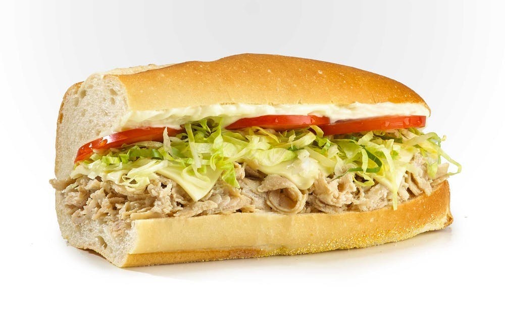 Order California Chicken Cheese Steak Sub - 7" food online from Pino's Pizzeria store, Easton on bringmethat.com
